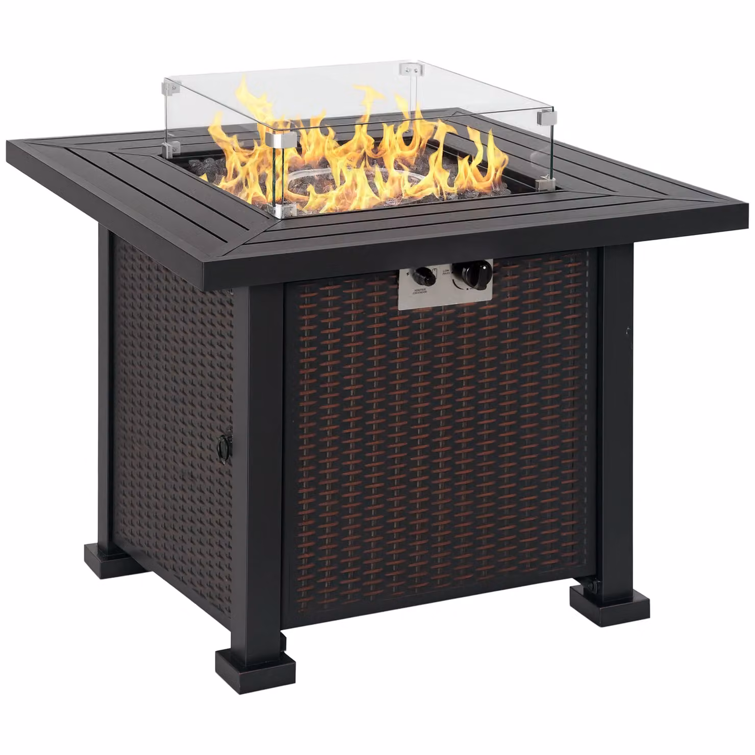 Outsunny Square Propane Gas Fire Pit Table in Black, W/D/H: 81 x 81 x 64 cm – 2