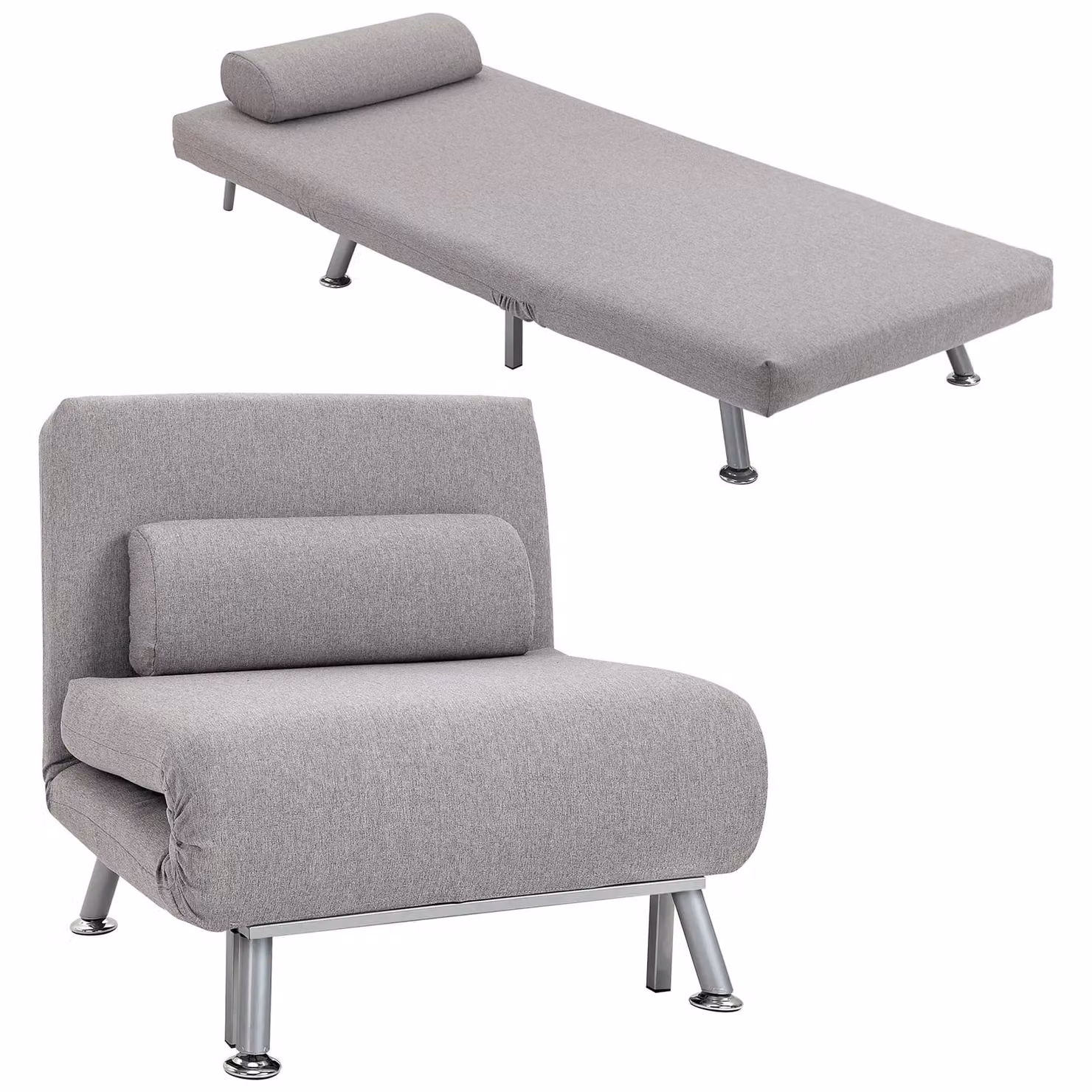 HOMCOM Single Folding 5-Position Convertible Sleeper Chair Sofa Bed in Dark Grey – 2