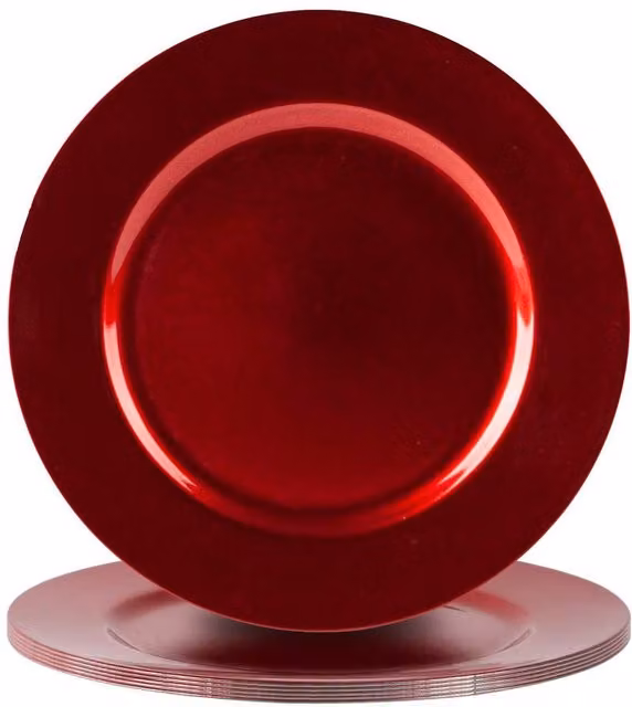 Argon Tableware Metallic Melamine Charger Plates in Red and Gold, Pack of 6, Diameter: 33 cm – 5