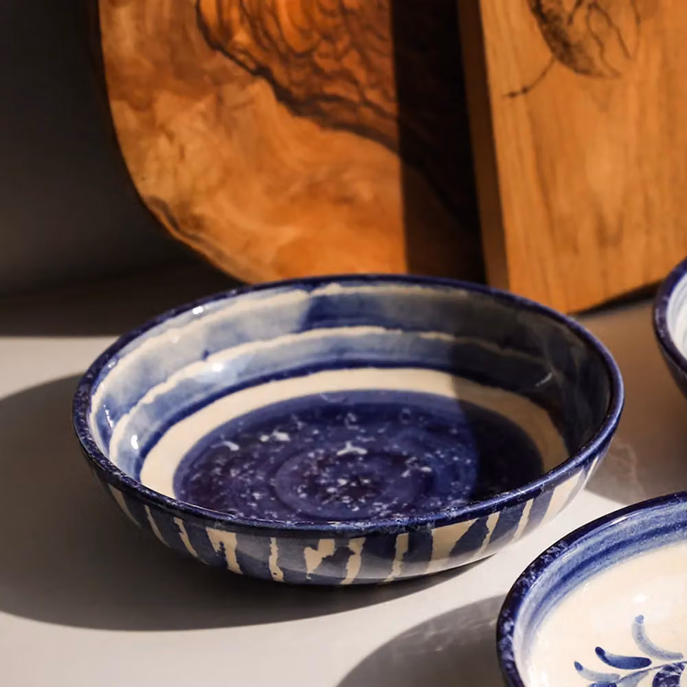 Selbrae House Ceramic Striped Serving Bowl in Blue – 2