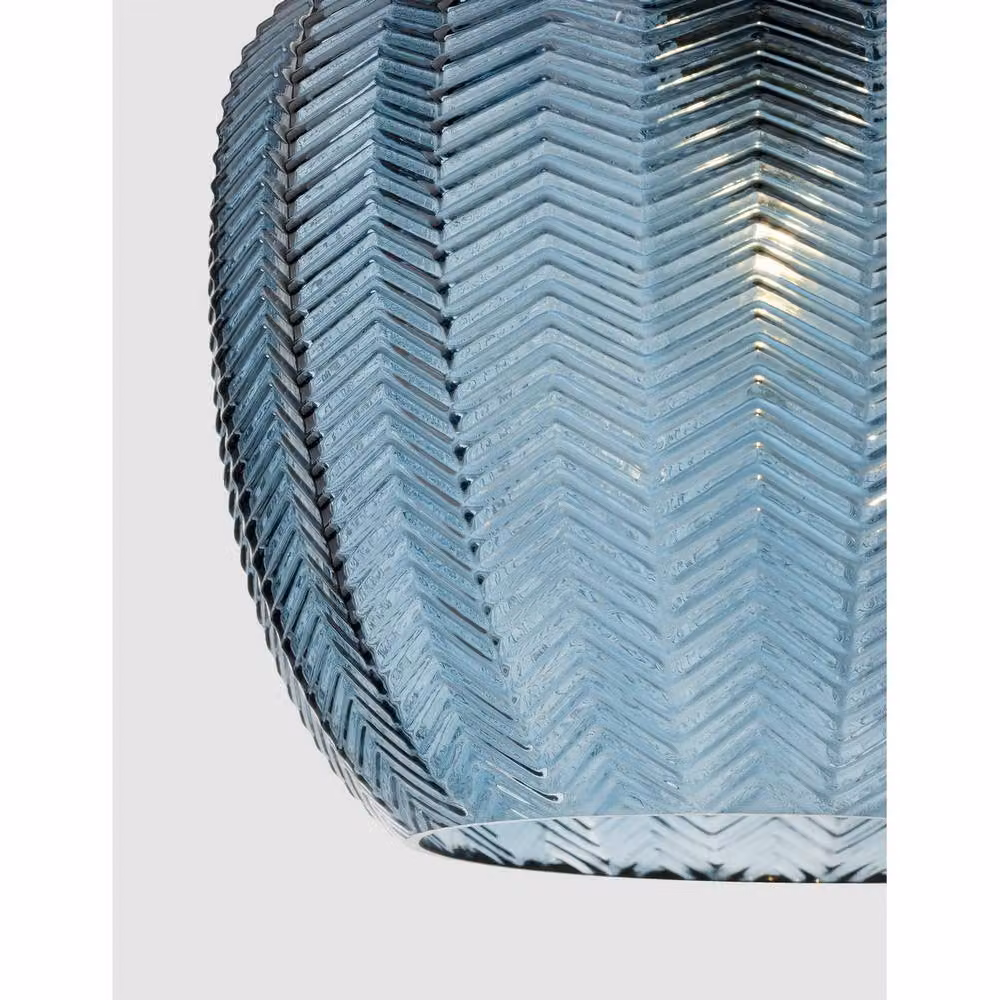 Nova Luce Loni Dome Pendant Light in Matt Black Metal and Blue Glass with E27 LED Compatibility – 2