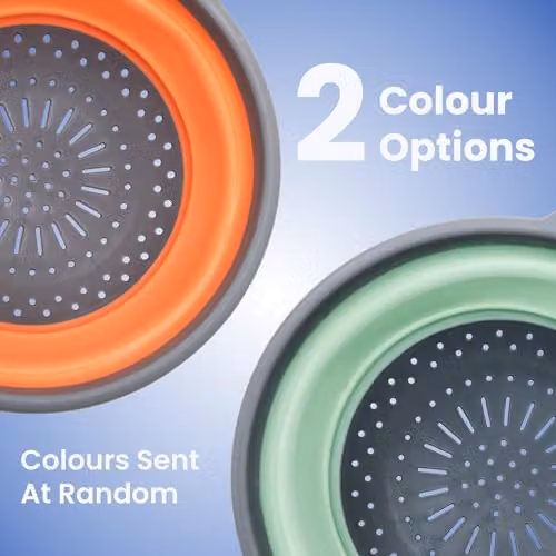 Libbi Lou Collapsible Silicone Kitchen Colander Set in Assorted Green and Orange, 23cm – 3