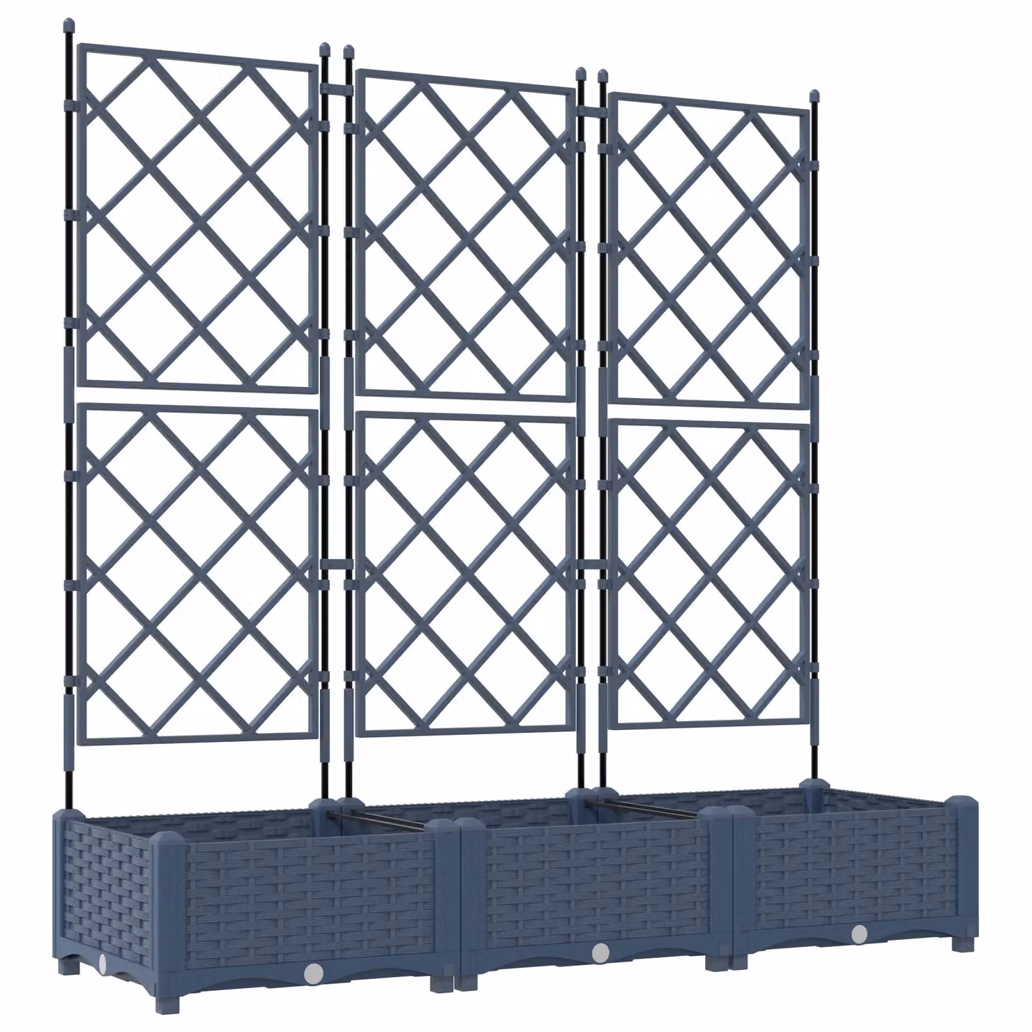 Berkfield Home Garden Planter with Trellis, 3 Piece Set, Grey, W/D/H: 120 x 40 x 125.5 cm – 2