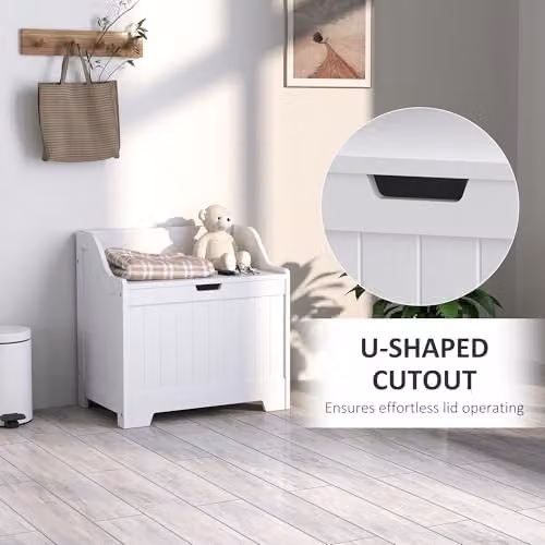 HOMCOM White Storage Trunk with Soft-Close Lid, W/D/H: 56.5 x 38 x 56 cm – 2