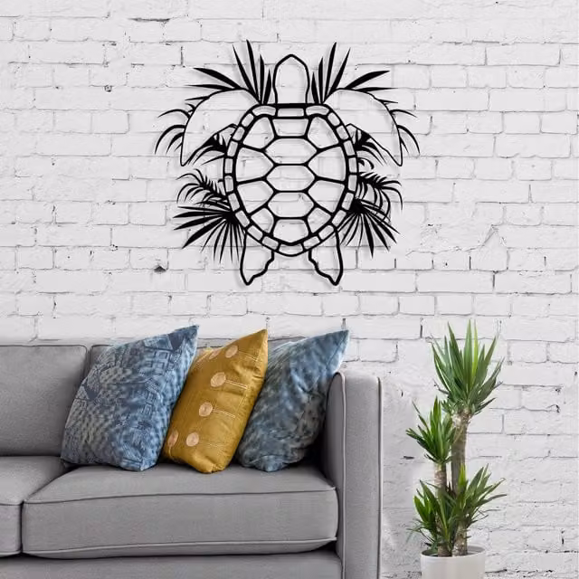 Decortie Caretta Black Metal Decorative Animal Wall Art