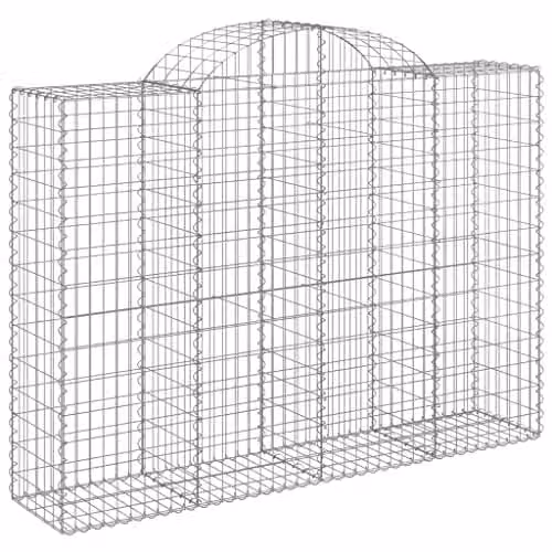 vidaXL 11-Piece Arched Gabion Baskets in Silver Galvanised Steel for Garden Landscape Fencing and Outdoor Patio Retaining Walls – 1