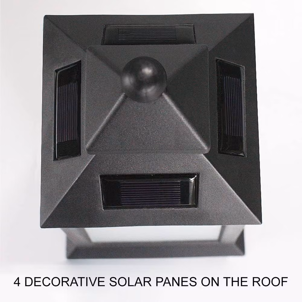 Bright Zeal 2 Pack Black Solar LED Lanterns with Flickering Flame, Height: 35.56 cm – 5