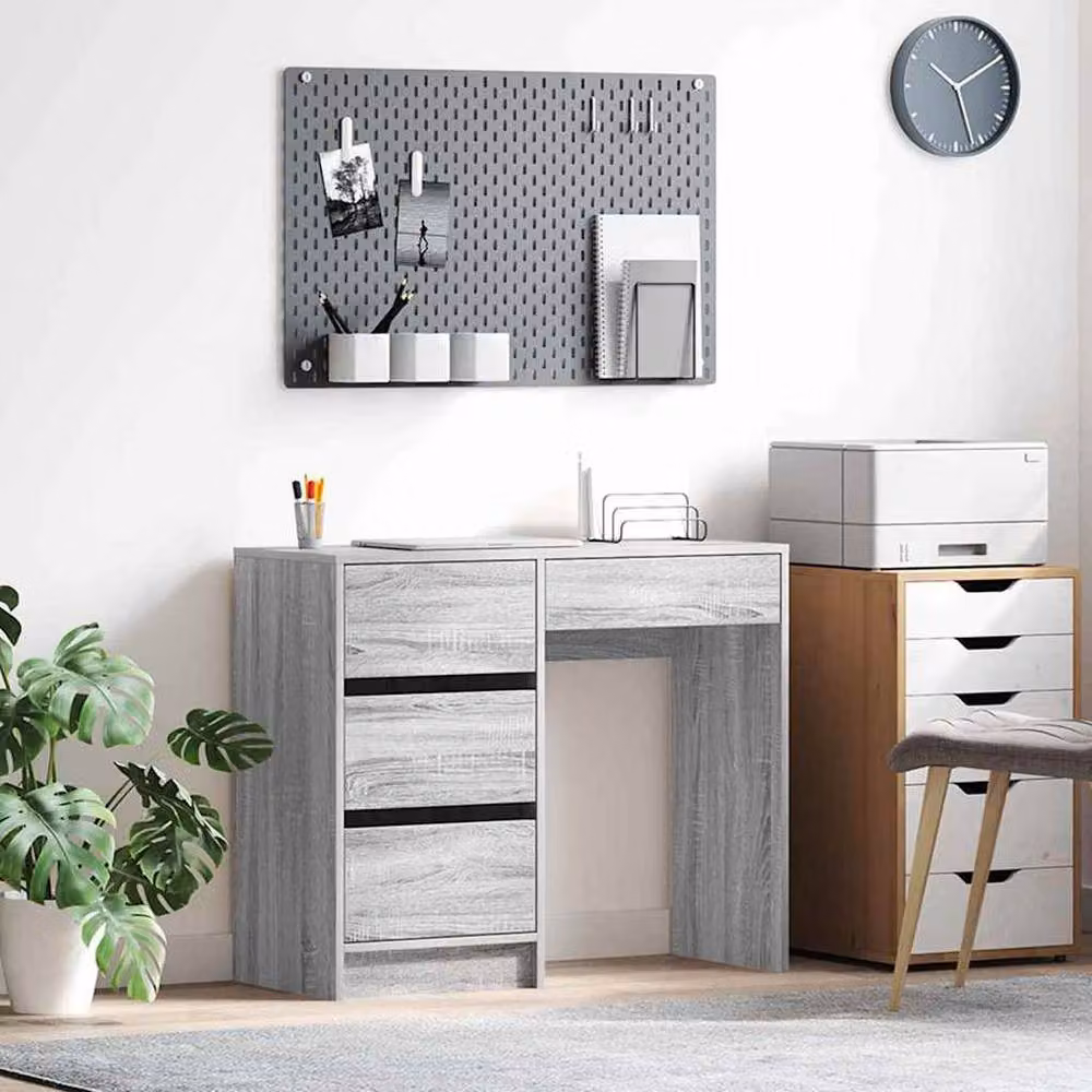 Berkfield Home Grey Sonoma Writing Desk with Medium Storage in Engineered Wood – 2