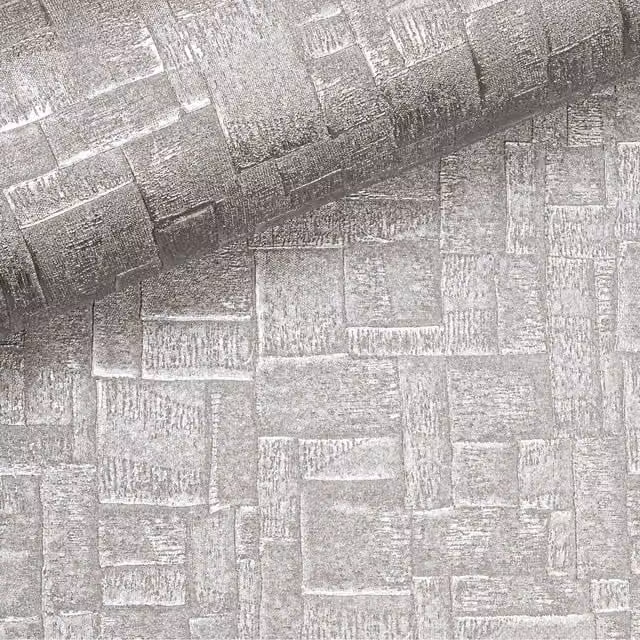 Arthouse Abstract Geometric Modern Wallpaper in Grey and Silver