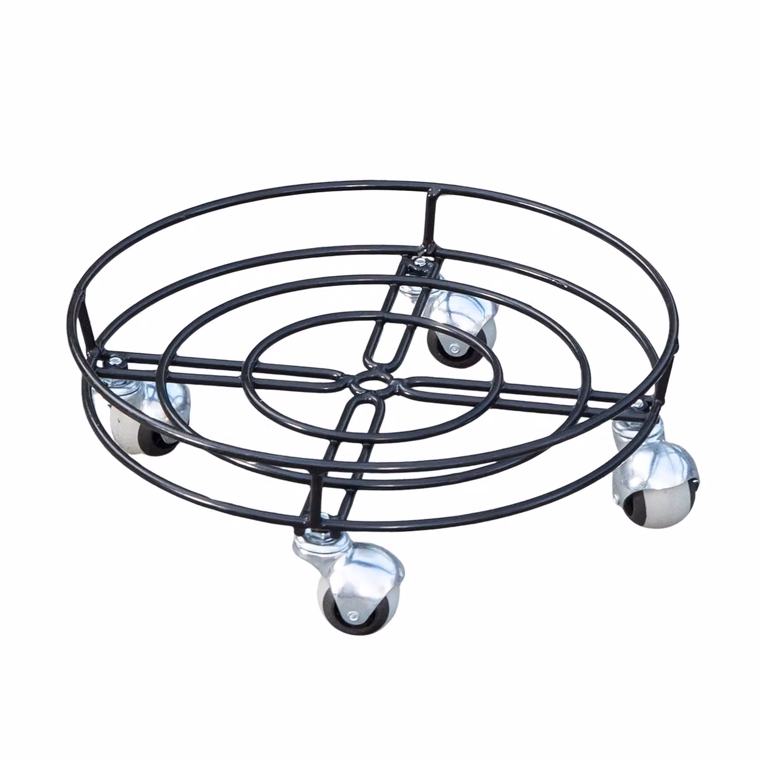 Samuel Alexander Heavy Duty Black Metal Plant Pot Trolley with Castor Wheels, Diameter: 37 cm – 4