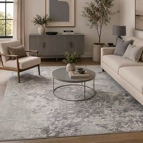 Serdim Rugs Grey Abstract Modern Area Rug, W: 200 cm, L: 290 cm
