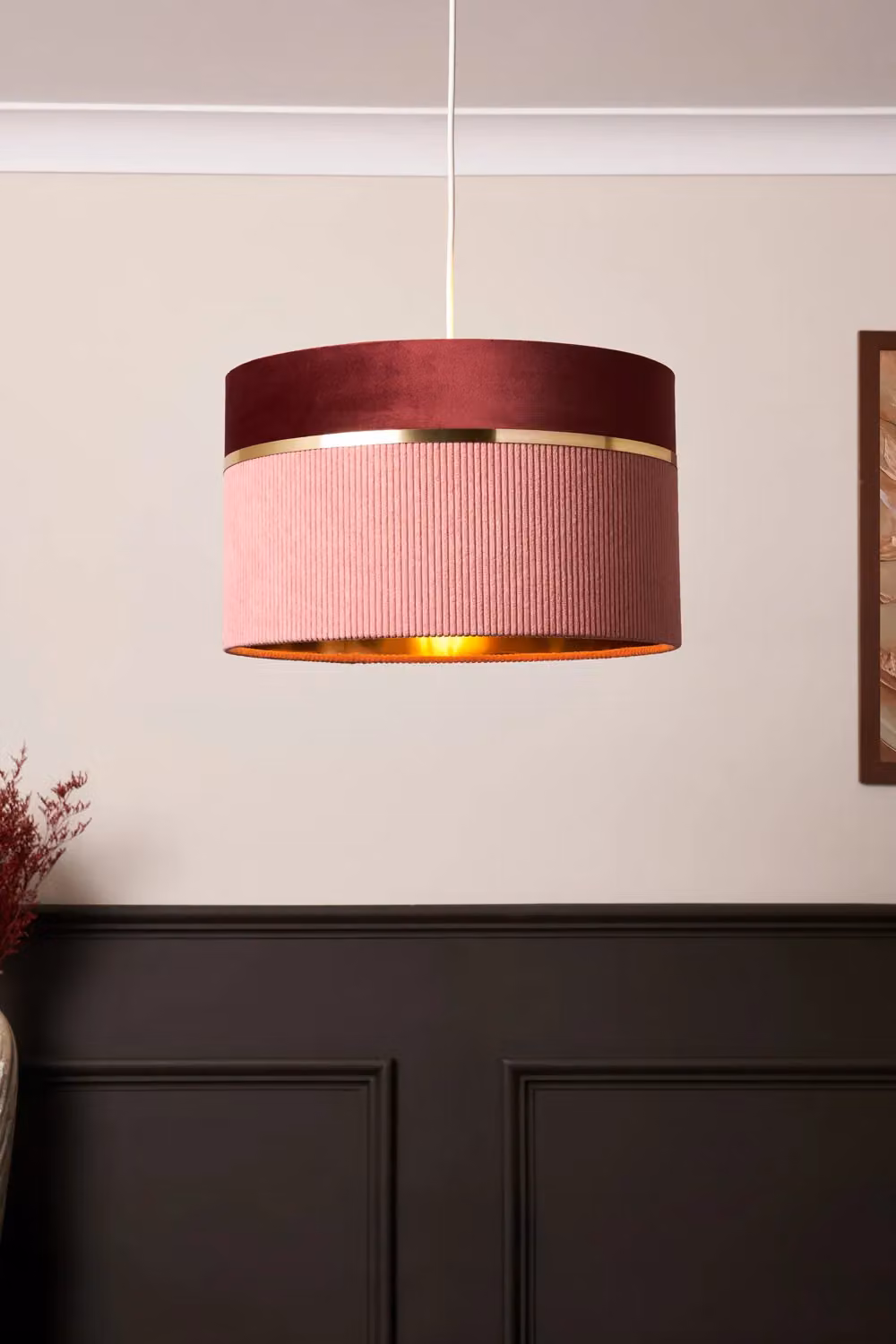 BHS Lighting Violet Pink and Blue Cylinder Fabric and Metal Easy Fit Clip On Light Shade, Diameter: 40 cm – 2