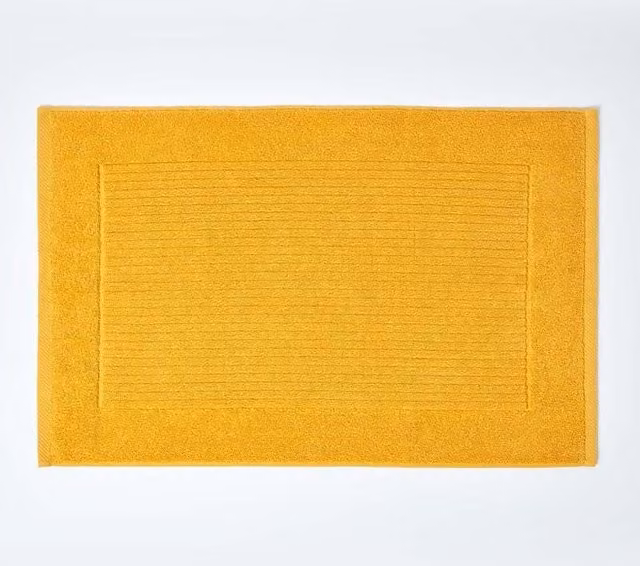 Homescapes Imperial Plain Cotton Bath Mat in Yellow, W/D/H: 50 x 80 cm