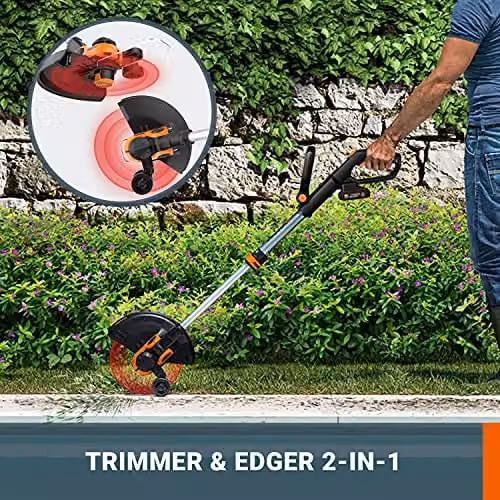 WORX WG163E.9 20V PowerShare Cordless Grass Trimmer with 30cm Cutting Line, Black and Orange, Tool Only – 2
