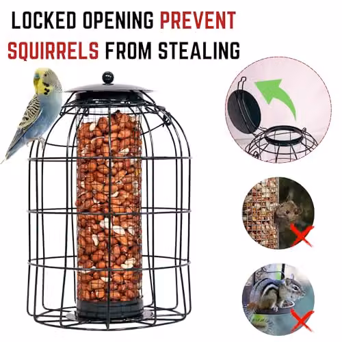 Samuel ALEXANDER Pack of 6 Black Metal Wild Bird Hanging Nut Feeders with Squirrel Guard – 3