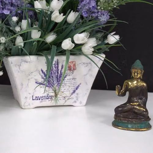 KDMD Mini Hand Up Sitting Buddha Tabletop Ornament in Gold Metal – 3