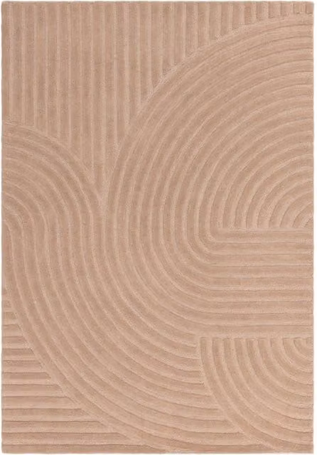 The Rug Shop UK Pink Handmade Modern Geometric Wool Area Rug W: 200 cm, D: 290 cm