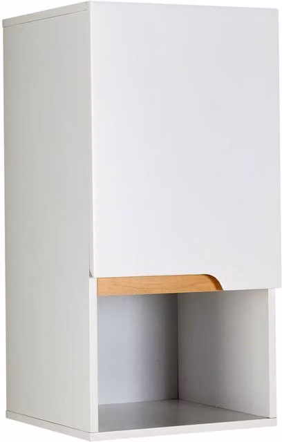 Home Source Florence White Wall Hanging Bathroom Cabinet with Hinged Doors and Internal Shelves