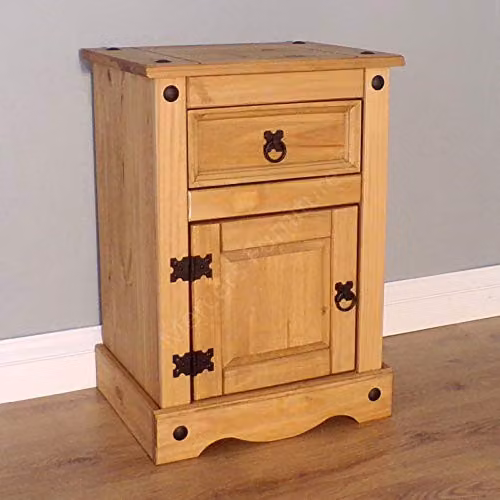 Mercers Furniture Corona Medium Brown Solid Wood Pine Bedside Cabinet with 1 Door and 1 Drawer – 2