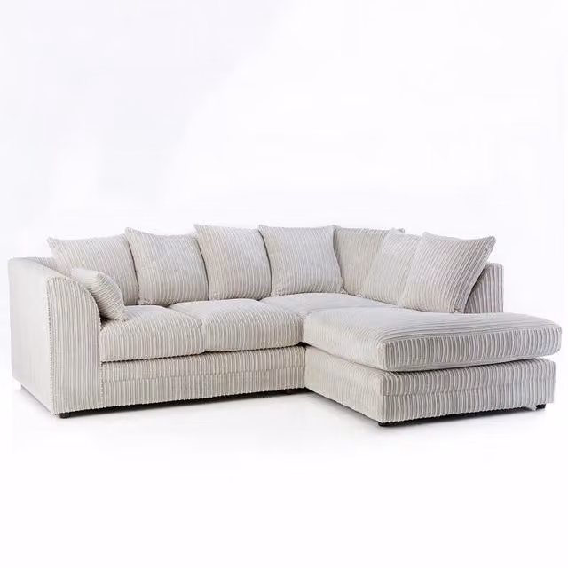 Furniture786Ltd Daly Jumbo Cord Fabric Corner Sofa in Mink, Right-Hand Facing