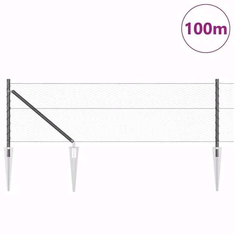 Berkfield Home Grey Steel Hexagon Fence, 0.6 x 100 m