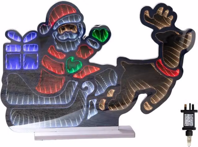 Samuel Alexander Santa in Sleigh with Present Christmas Infinity Mirror with Multi-Coloured LEDs – 2