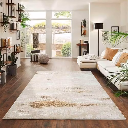 Serdim Rugs Abstract Modern Hallway Runner Rug, Beige, W: 60 cm, L: 220 cm – 3