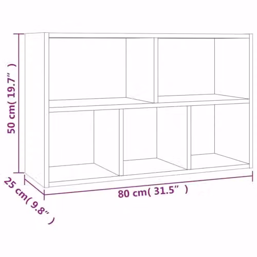 vidaXL Smoked Oak Book Cabinet and Sideboard in Engineered Wood, W/D/H: 50 x 25 x 80 cm – 3