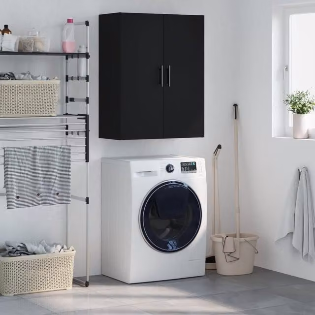 Berkfield Home Wall Mounted Cabinet in Black, W/D/H: 69.5 x 34 x 90 cm – 1