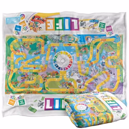 Hasbro The Game of Life Super Soft Microfibre Fleece Throw Blanket, Multicolour and White, W/D: 152 x 127 cm