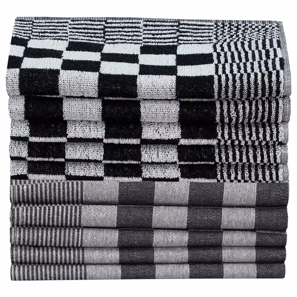 Berkfield Home 10 Piece Cotton Towel Set in Black and White – 1