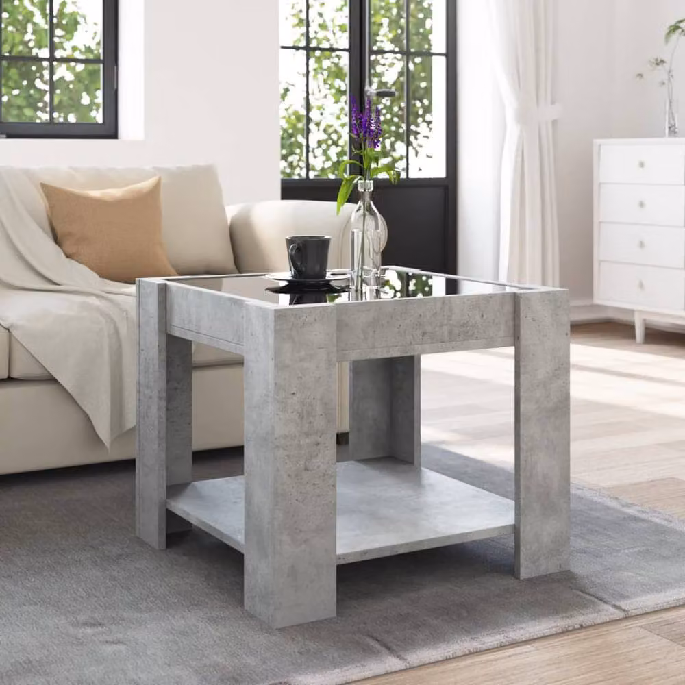 Berkfield Home Decorative LED Coffee Table in Concrete Grey, W/D/H: 53 x 53 x 45 cm – 4