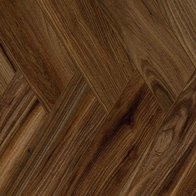 FirmfitORH Wood Effect Herringbone Luxury Vinyl Tile Click Lock, Dark Brown, 5mm