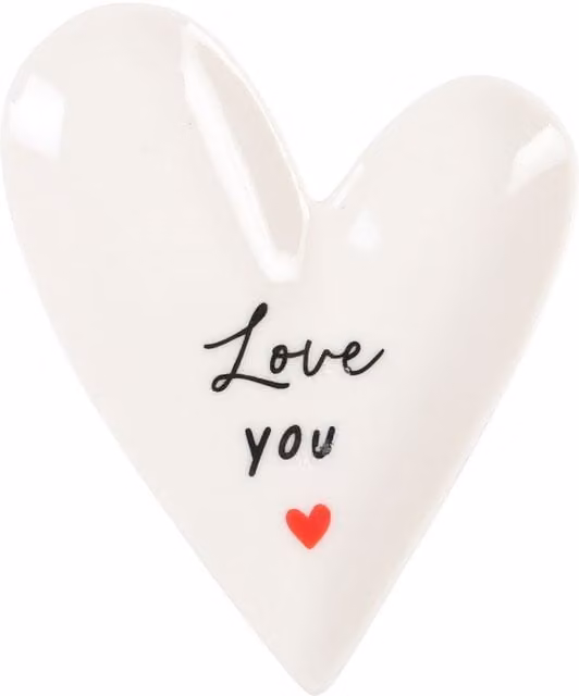 Kingsbury Gifts Love You Heart Ceramic Trinket Dish in White and Red