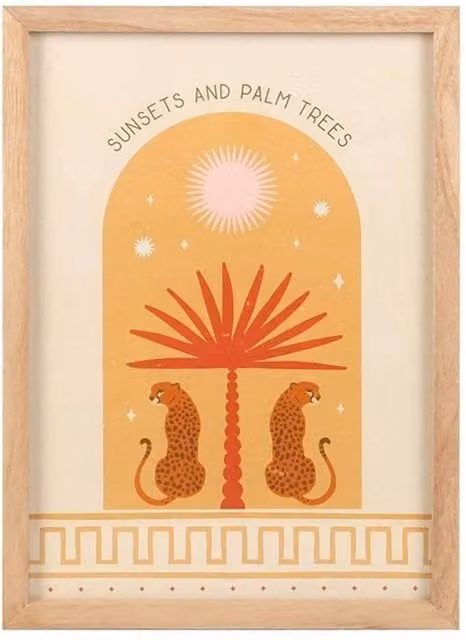 Something Different Leopard Palm Framed Poster in Beige
