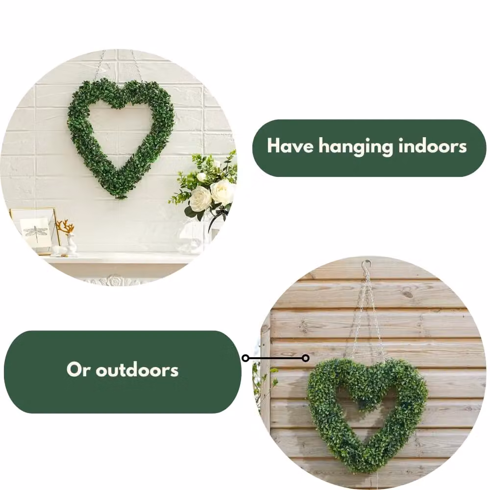 Marco Paul Large Artificial Green Heart Wreath – 5