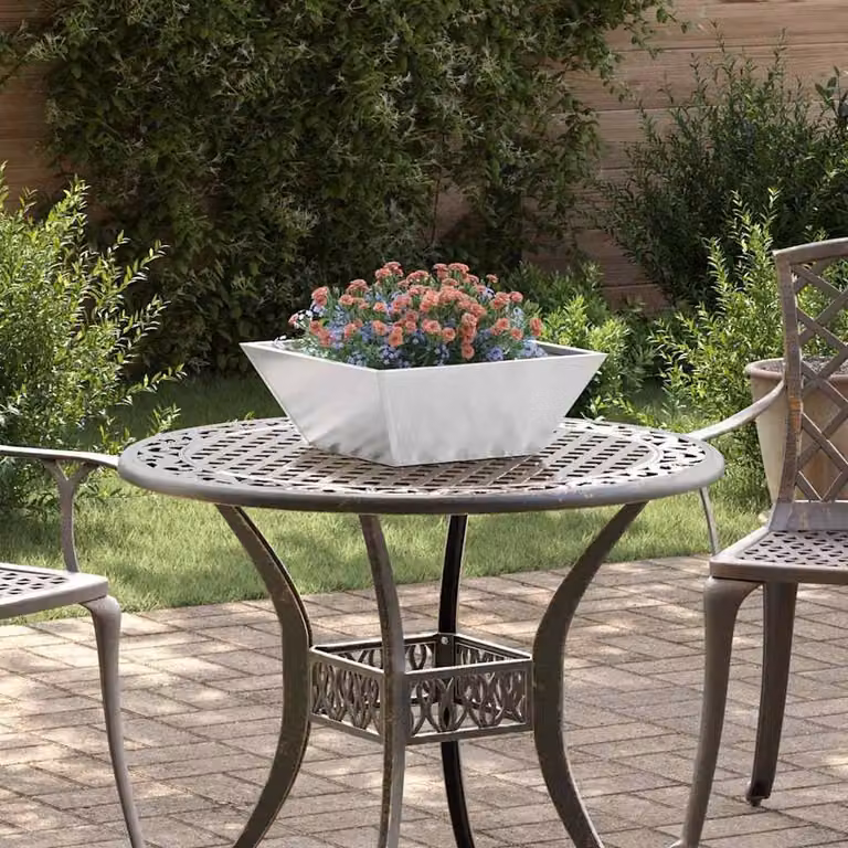 Berkfield Home Modern Garden Bowl Planters, 5 Piece Stainless Steel Set in Silver, W/D/H: 40 x 40 x 15 cm
