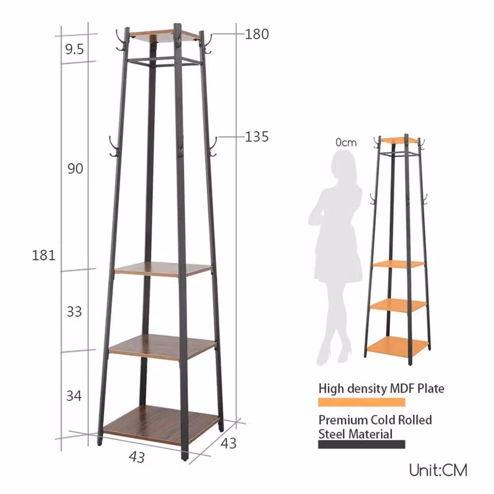 EONLION Heavy Duty Steel Frame Coat Rack in Brown – 2
