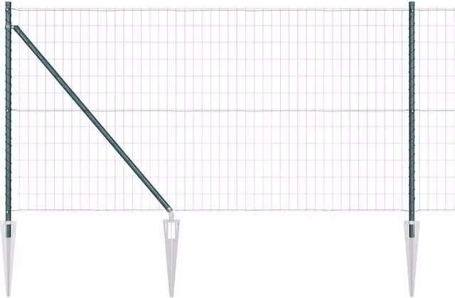 Berkfield Home Euro Fence in Green Galvanised Steel with 13 Spike Posts, 1 x 25 m