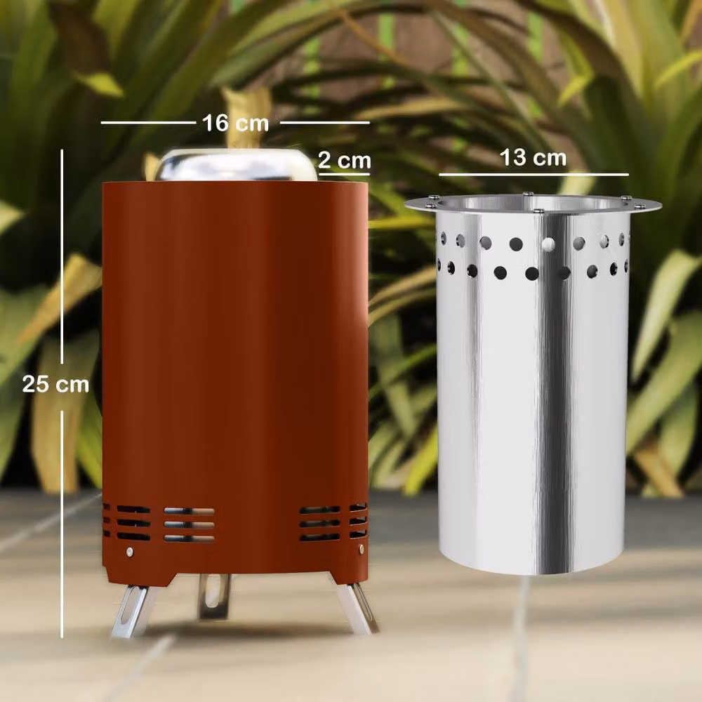 Wyld Haus Balatti Small Stainless Steel Smokeless Tabletop Fire Pit in Red – 4