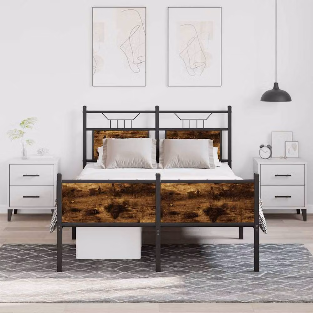 Berkfield Home Smoked Oak Small Double Bed Frame with Drawers, Brown, W/D/H: 120 x 190 x 91.5 cm – 2
