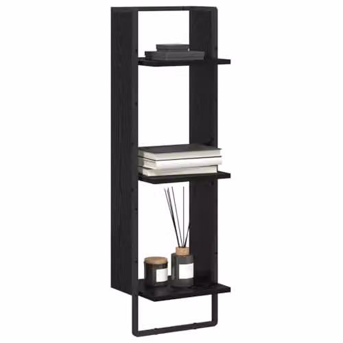 vidaXL Wall-Mounted Minimalist Shelf in Black Oak, W/D/H: 100 x 30 x 25 cm