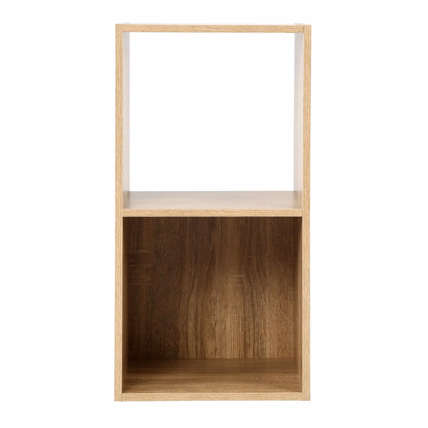 Home Garden Direct Jane 2x1 Bookcase with Cube Storage Boxes in Light Oak – 2