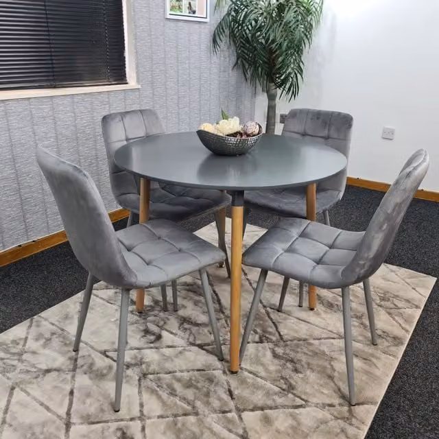 Kosy Koala Modern Round Dining Table and 4 Chairs in Brown and Grey
