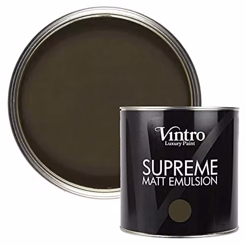 Vintro Matt Emulsion Paint in Dark Grey Midnight with a Smooth Chalk Finish, 2.5 l – 1