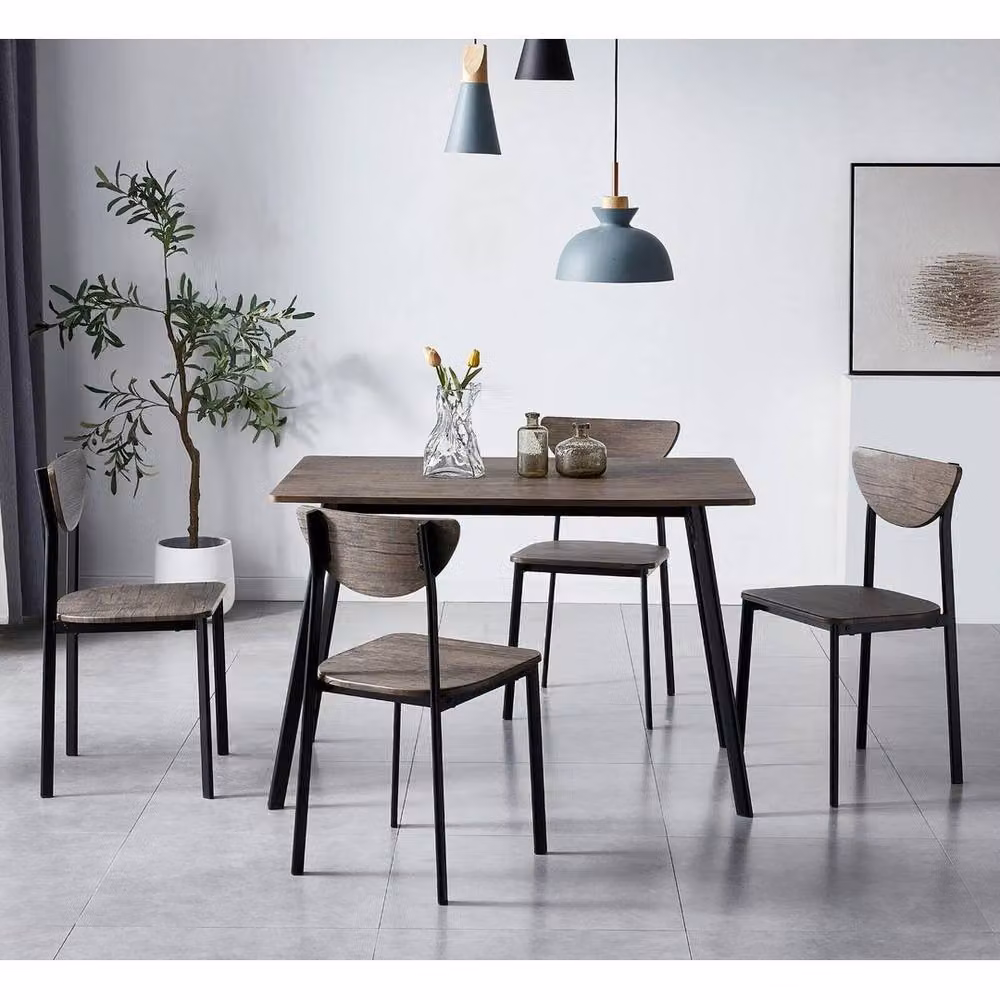 PAWNORA Avola Grey Modern Rectangular Dining Table and Chairs Set – 3