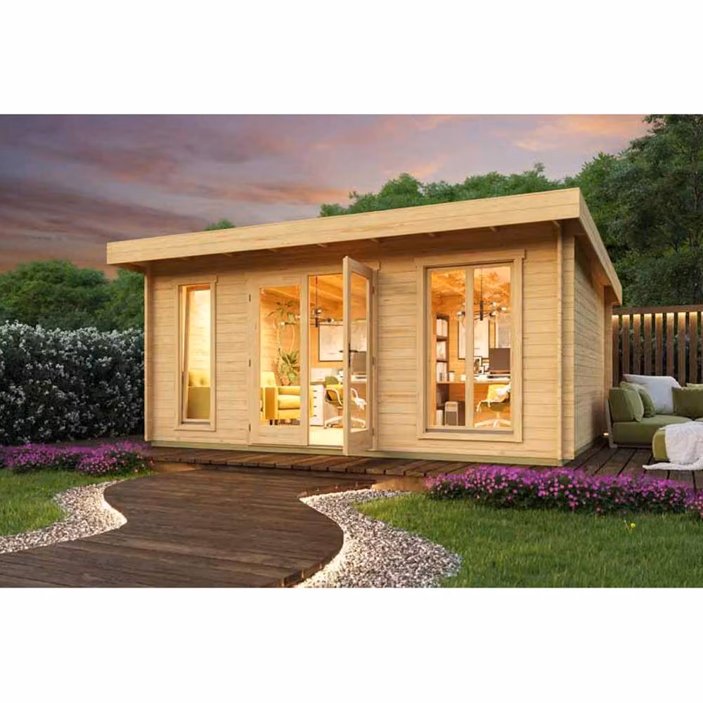 Lasita Maja Ltd Dorset 3-Log Cabin Garden Room and Home Office in Brown, W: 460 cm, D: 540 cm, H: 239.4 cm – 3