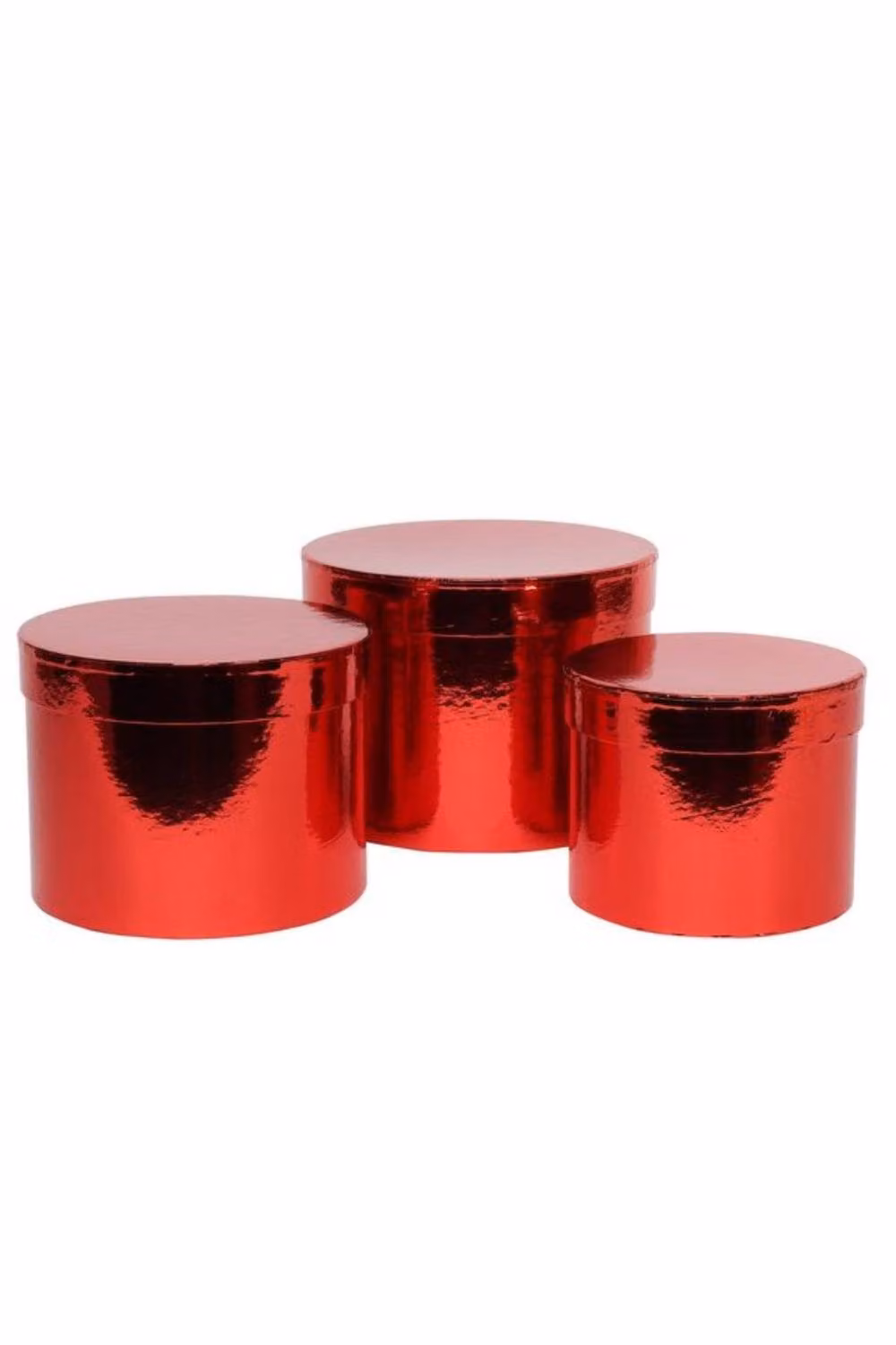 KDMD Metallic Red Hat Box Set of 3, Diameter: 19 cm, Height: 14.4 cm – 2