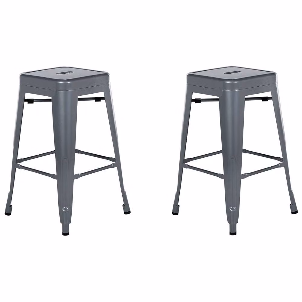 Wyld and Coco Grey Industrial Metal Bar Stools, Set of 2, Height: 60 cm – 2