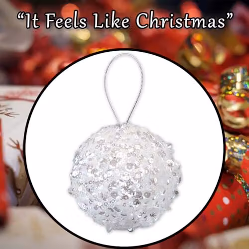 VFM e-Store Silver Round Christmas Hanging Bauble Decoration – 6